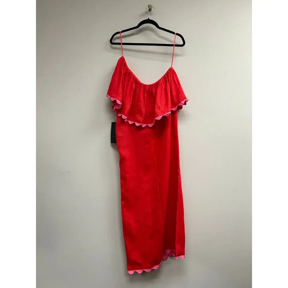 TUCKERNUCK Hibiscus Red Linen Amalfi Dress Size S NWT - Picture 5 of 5
